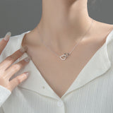 Double Heart Interlocking Titanium Steel Necklace – Jewelry Gift Ideas — 3