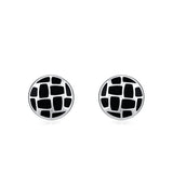 S925 Sterling Silver Round Black Dripping Stud – Stylish Gifts — 5