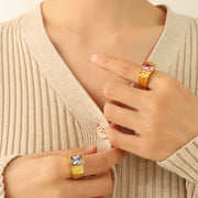 Light Luxury Simple Zircon Inlaid Ring Women's Vintage – Gifts for Her — 1