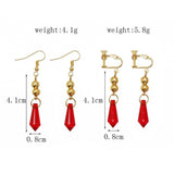 Red Crystal Ear Clip Earring Drops – Jewelry Gift Ideas — 4