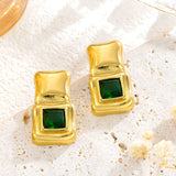 Square Geometric Stainless Steel Inlaid Zircon Stud – Stylish Gifts — 2