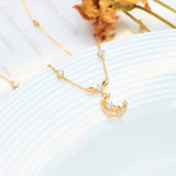 Moon Necklace Woven With Leaves – Jewelry Gift Ideas — 5