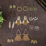 Style Tassel Earrings Female Leaf Circle Metal Leather – Stylish Gifts — 16