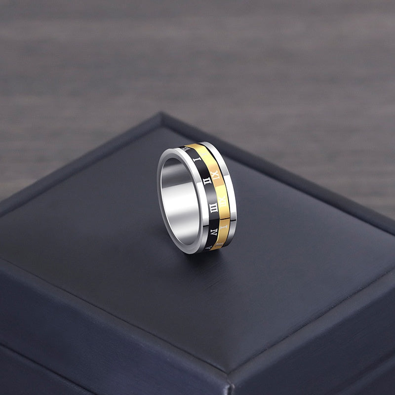 Roman Digital Rotating Titanium Steel Men's Ring – Gifts for Him — 1