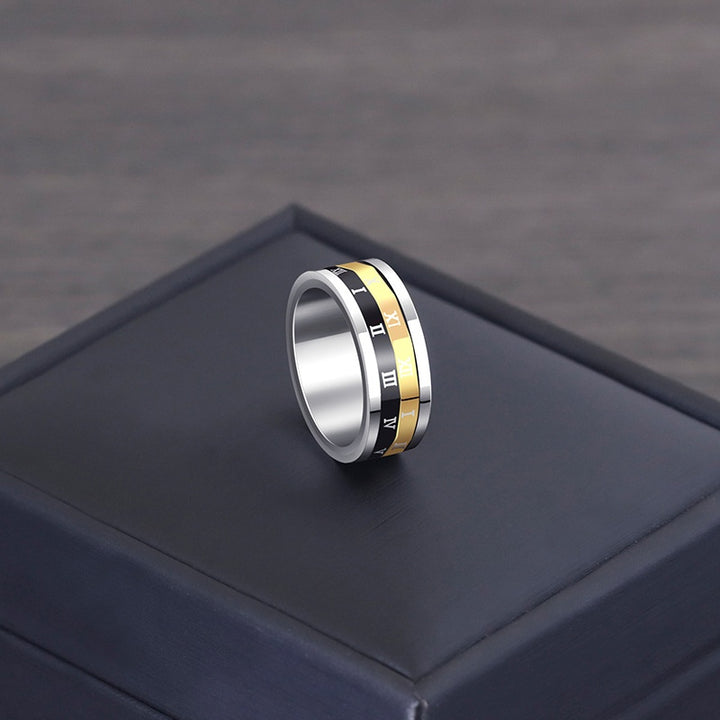 Roman Digital Rotating Titanium Steel Men's Ring – Gifts for Him — 1