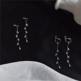 S925 Silver Needle Leaf Zircon Earrings Temperament – Gift Ideas — 1