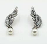 Angel Wings Alloy Diamond Pearl Earrings – Holiday Gift Ideas — 3