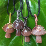 Natural Crystal Mushroom Pendant Necklace – Jewelry Gift Ideas — 1