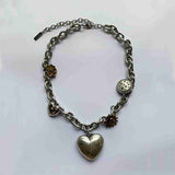 Thick Chain Distressed Big Heart Metal Pendant – Jewelry Gift Ideas — 1