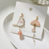 S925 Silver Needle Cat Fan Ukiyo-e Earrings Super – Gifts for Her — 1