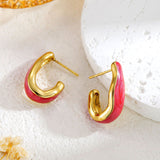 Fashion Stainless Steel Hook Enamel Earrings – Stylish Gifts — 7
