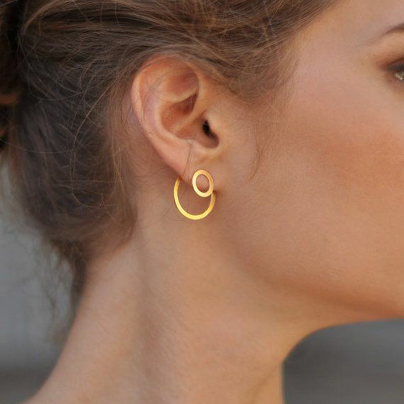 Trend Ins Wind Geometric Double Round Earrings – Birthday Gifts — 1