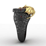 Personalized Gold Two-tone Ruby Dragon Ring New Men's – Gifts for Him — 5