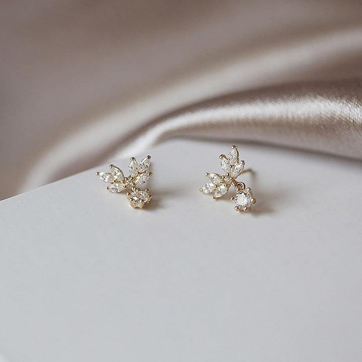 Women's Wing Petal Small Zircon Earrings – Gifts for Her — 1