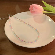 Color Bow Beaded Necklace Female Flower Short – Jewelry Gift Ideas — 7