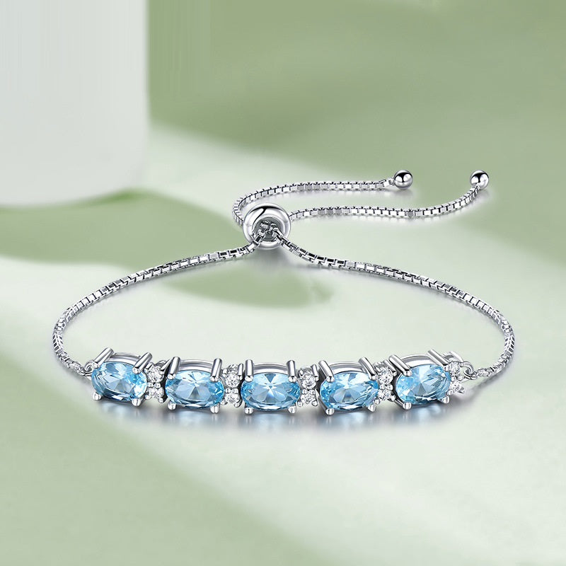 925 Sterling Silver Sky Blue Topaz Bracelet – Jewelry Gift Ideas — 1