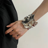 Gold Stitching Flower Bracelet Open Design Alloy – Jewelry Gift Ideas — 7