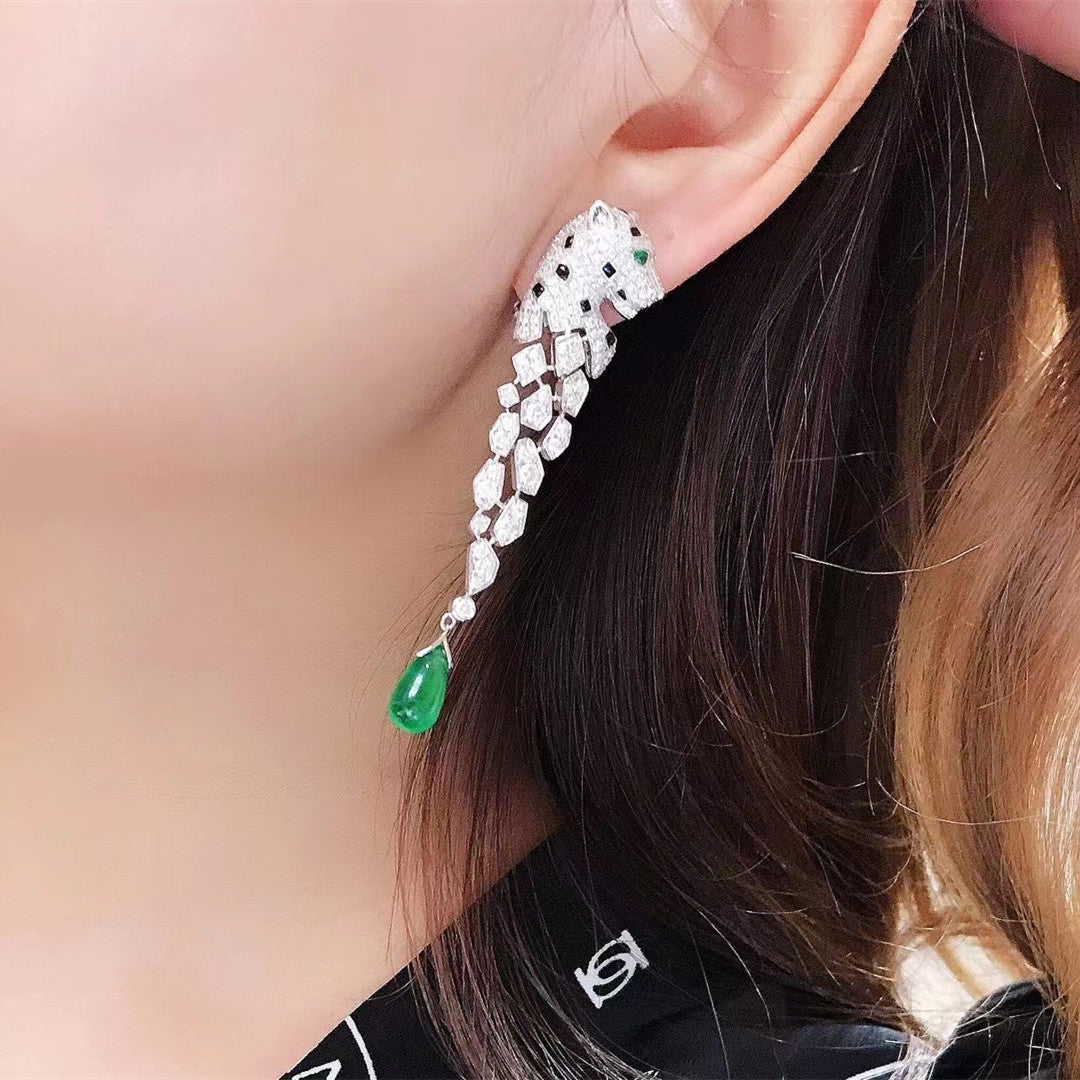 Vintage Green Gem Earrings With Diamonds – Special Occasion Gifts — 1