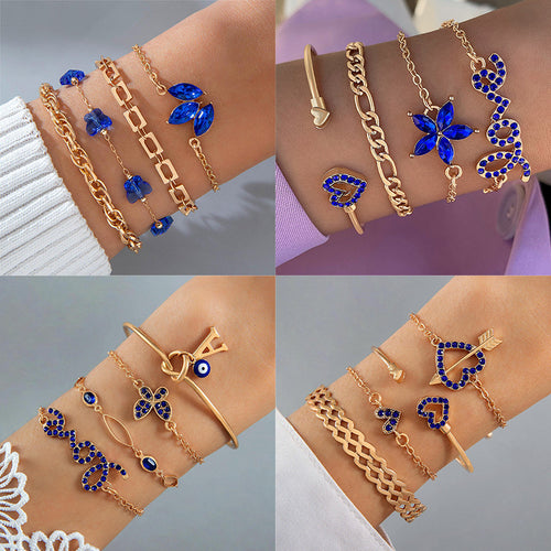 4pcs Blue Flower Love Butterfly Bracelet Set – Jewelry Gift Ideas — 2