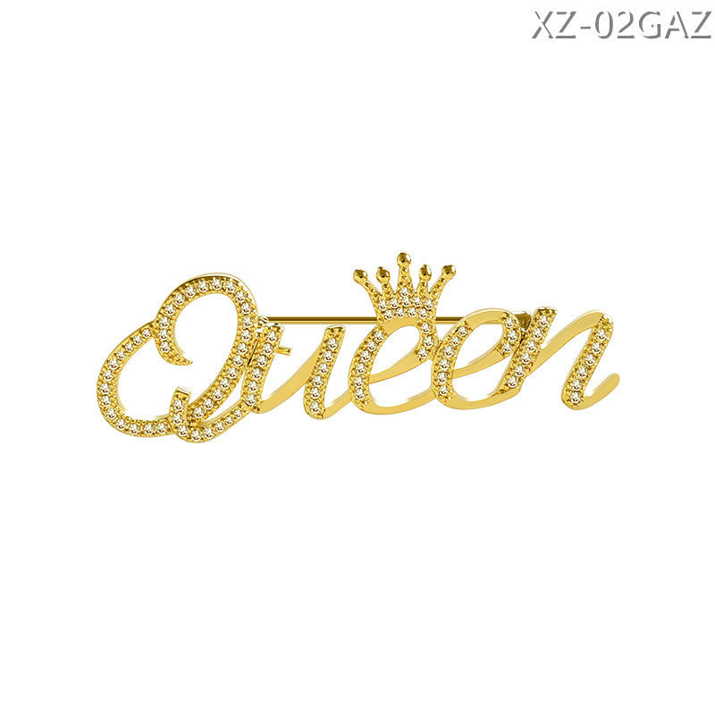 Collar Buckle Anti-fade Queen Letter Brooch Women – Jewelry Gift Ideas — 1