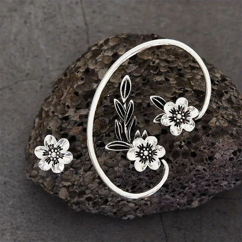 Asymmetric Vintage Plant Flower Ear Hook Earrings – Unique Gift Ideas — 2