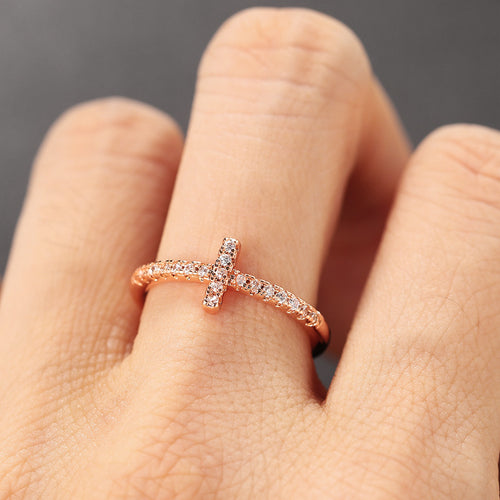 Cross Micro Set Zircon Ring – Gift Ideas — 1