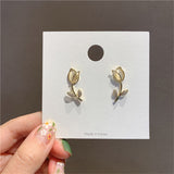 Cat Micro Diamond Tulip Petal Earrings Earrings – Jewelry Gift Ideas — 4