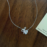 Women's Diamond Bow Heart Necklace High-end – Jewelry Gift Ideas — 2