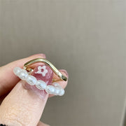 Women's Shaped Small Rice-shaped Beads Oval Pearl Ring – Gifts for Her — 4