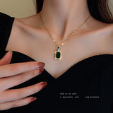 Silver Needle Zircon Emerald Crystal Geometric – Jewelry Gift Ideas — 5