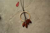 Simple Circle Tassel Wooden Bead Pendant Long – Jewelry Gift Ideas — 5