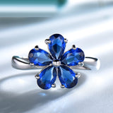 925 Sterling Silver Flowers Sapphire Ring For Women – Gifts for Her — 5