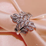 Zircon Ornament Ring Fashion Leaf Size Adjustable – Stylish Gifts — 3