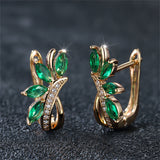 Water Drop Flower Shape Green Zircon Earrings – Gift Ideas — 6