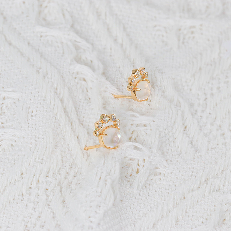 Women's Natural White Crystal Earrings – Gifts for Her — 1