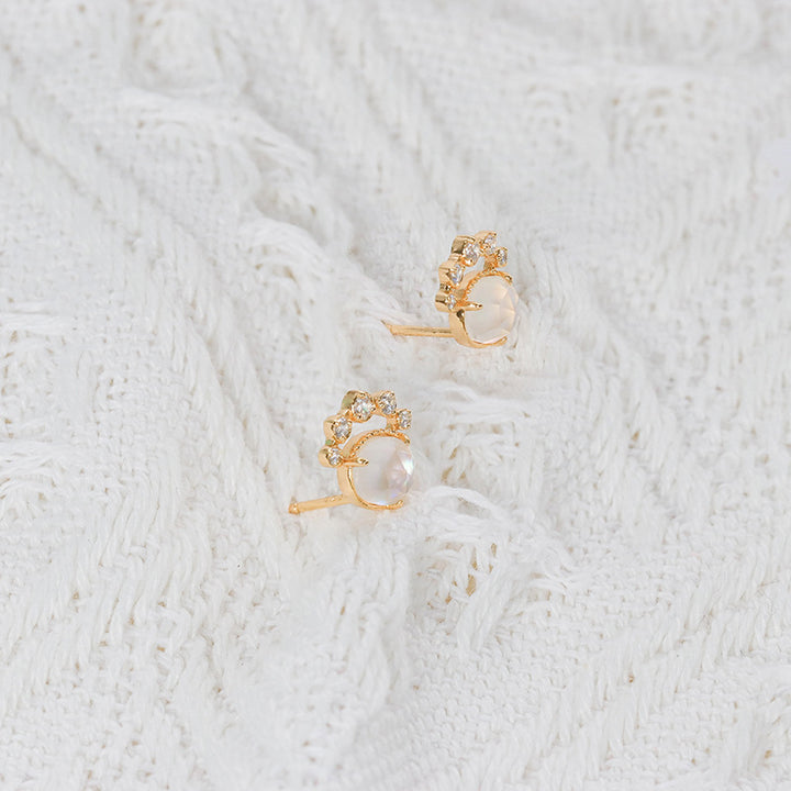 Women's Natural White Crystal Earrings – Gifts for Her — 1
