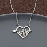 Ladies Simple Heart Shaped ECG Diamond Necklace – Jewelry Gift Ideas — 2