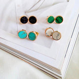 Alloy round turquoise earrings – Everyday Gifts — 1