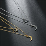 Stainless Steel Sun Moon Multilayer Necklace – Jewelry Gift Ideas — 5