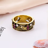Vintage Multicolor Cutout Flower Ring Plated – Gifts for Couples — 1