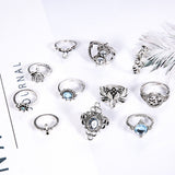 Turtle Cross Lotus Combination 11 Piece Rings – Everyday Gifts — 2
