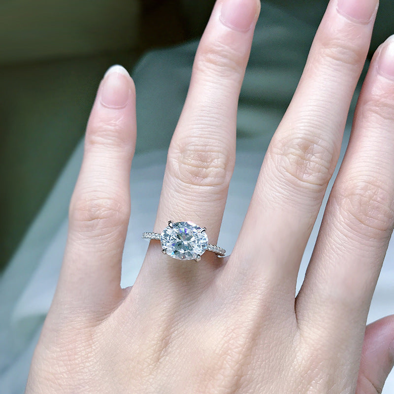 S925 Silver Simulated Diamond Oval 3 Carat Ring – Practical Gifts — 1