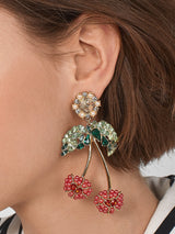 Personality Exaggerated Cherry Alloy Diamond Earrings – Everyday Gifts — 1