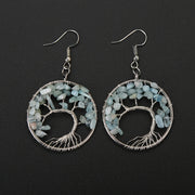 Hand Wrapped Curved Natural Gravel Colorful Earrings – Stylish Gifts — 11