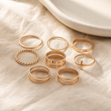 Ring Idea lifestyle — 8-Piece Retro Metal Smooth Twist Cross Ring – Special Occasion Gifts