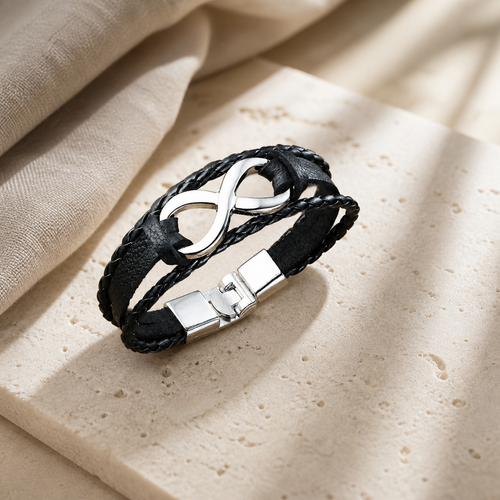 Ring Idea lifestyle — Alloy lucky figure 8 leather bracelet – Jewelry Gift Ideas
