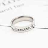 Flat Single Row Diamond Titanium Steel Ring – Small Gift Ideas — 6
