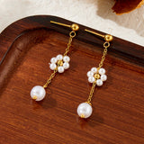 Fashion Simple Pearl Flower Long Earrings – Stylish Gifts — 1