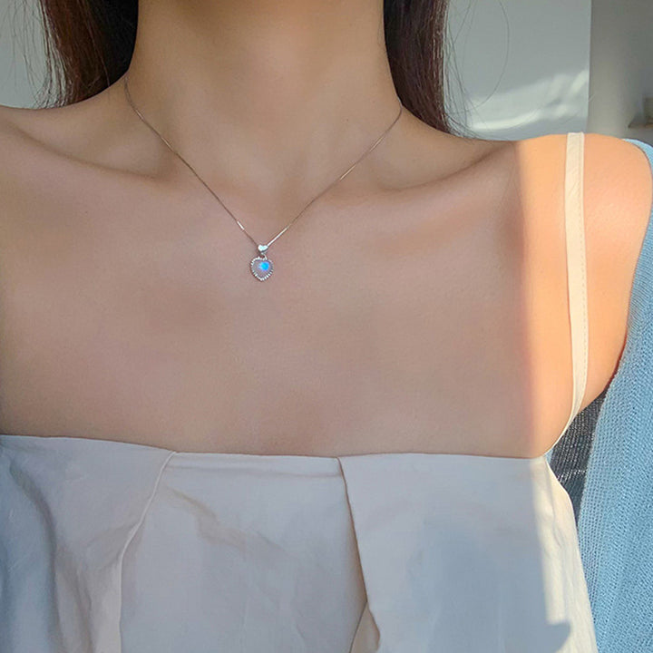 Sterling Silver Heart Natural Moonstone Necklace – Jewelry Gift Ideas — 1