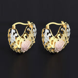 Hollow Rosette Earrings With Gold Contrast – Special Occasion Gifts — 7